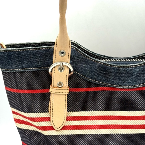 Burberry Blue Label Denim Striped Tote w/ COA ✅ Y2K Vintage - Picture 5 of 16